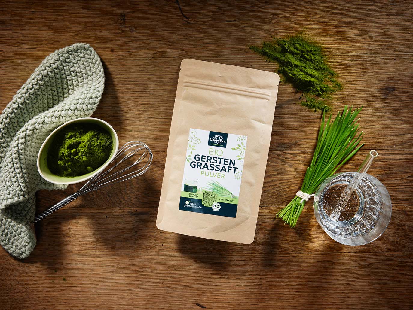 Organic Barley Grass Juice Powder  raw food quality - cold-pressed - all-natural - 100 g - from Unimedica